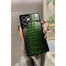 Snacase  Samsung Galaxy S23 Ultra Uyumlu Yeşil Yılan Derisi Tasarımlı Glossy Silikon Kılıf