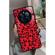 Snacase Realme 12 Uyumlu Kırmızı Leopar Tasarımlı Glossy Silikon Kılıf
