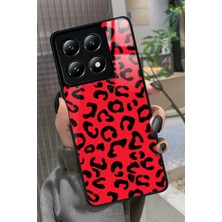 Snacase  Xiaomi Mi 14T Pro Uyumlu Kırmızı Leopar Tasarımlı Parlak Silikon Kılıf