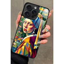 Snacase  Apple iPhone 16 Pro Uyumlu Inci Küpeli Kız Tablo Tasarımlı Parlak Silikon Kılıf