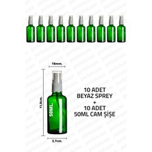 Feyza Design 50ML Yeşil Beyaz Spreyli Şişe 10'lu Set, Kolonya ve Dezenfektan Şişeleri