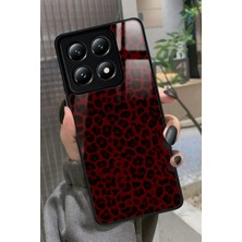 Snacase  Xiaomi Mi 14T Pro Uyumlu Bordo Leopar Tasarımlı Parlak Silikon Kılıf