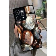 Snacase Oppo Reno 14 Pro Uyumlu Kahverengi Taş Tasarımlı Parlak Silikon Kılıf
