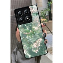 Snacase  Xiaomi Mi 14T Uyumlu Yeşil Kelebek Tasarımlı Parlak Silikon Kılıf