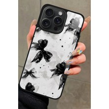 Snacase  Apple iPhone 14 Pro Max Uyumlu Siyah Kurdele Tasarımlı Parlak Silikon Kılıf