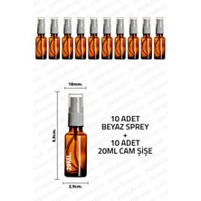 Feyza Design 20ML Beyaz Amber Sprey Şişe 10'lu Set, Kolonya ve Dezenfektan Için Ideal