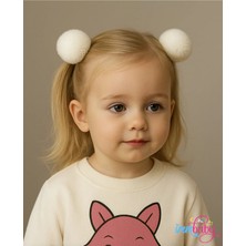 İrembaby Ponpon 2 Li Toka Bebek - Çocuk Peluş Ponpon Metal Pens Toka Seti Ponpon Toka Set Peluş Tüylü Ponpon