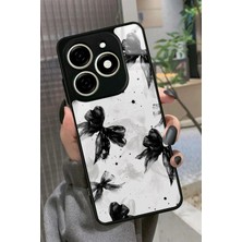 Snacase  Infınıx Smart 8 Pro Uyumlu Siyah Kurdele Tasarımlı Parlak Silikon Kılıf