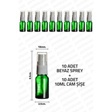 Feyza Design 10 Adet 10ML Yeşil Beyaz Sprey Başlıklı Şişe, Kolonya ve Dezenfektan Için