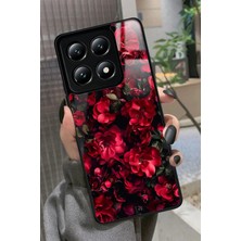 Snacase  Xiaomi Mi 14T Pro Uyumlu Kırmızı Çiçek Tasarımlı Parlak Silikon Kılıf