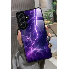 Snacase  Samsung Galaxy A26 Uyumlu Mor Şimşek Tasarımlı Glossy Silikon Kılıf