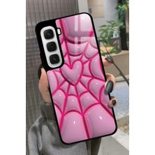 Snacase  Infinix Hot 60 Uyumlu Pembe Ağ Tasarımlı Parlak Silikon Kılıf