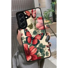 Snacase  Samsung Galaxy A26 Uyumlu Kırmızı Kelebek Tasarımlı Parlak Silikon Kılıf