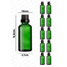 Feyza Design 50ML Yeşil Cam Kolonya Şişesi, Siyah Kapak, Esans ve Sıvılar Için (10 Adet)