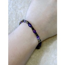 Esha Store Doğal Taş Ametist Hematit Doğal Taş Kadın Doğal Taş Bileklik EUB13AMTH