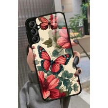 Snacase  Samsung Galaxy A14 Uyumlu Kırmızı Kelebek Tasarımlı Glossy Silikon Kılıf