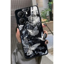 Snacase  Xiaomi Poco X7 Pro Uyumlu Beyaz Kelebek Tasarımlı Parlak Silikon Kılıf