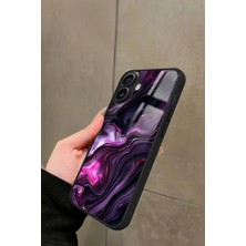 Snacase Apple iPhone 16 Plus Uyumlu Mor Mermer Tasarımlı Parlak Silikon Kılıf