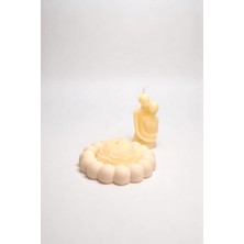 Bernami Düğün Pinterest Beyaz Bubble Tabak ve Silüet Mum Seti – Dekoratif El Yapımı Mum, Bardak Altlığı (Şakayık Mum Hediye)