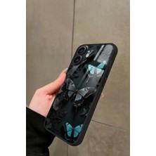 Snacase Apple iPhone 16 Uyumlu Siyah Kelebek Tasarımlı Parlak Silikon Kılıf