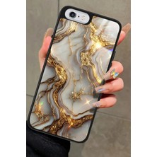 Snacase Apple iPhone 6s Plus Uyumlu Beyaz&altın Mermer Tasarımlı Parlak Silikon Kılıf