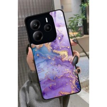 Snacase  Xiaomi Redmi Note 14 Uyumlu Mor Mermer Tasarımlı Parlak Silikon Kılıf