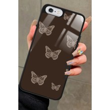Snacase Apple iPhone 6s Plus Uyumlu Kahverengi Kelebek Tasarımlı Parlak Silikon Kılıf