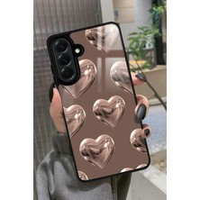Snacase  Samsung Galaxy A36 Uyumlu Kahverengi Kalp Tasarımlı Parlak Silikon Kılıf