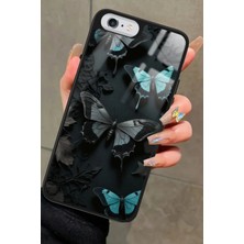 Snacase Apple iPhone 6s Plus Uyumlu Siyah Kelebek Tasarımlı Parlak Silikon Kılıf