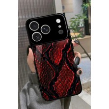 Snacase Apple iPhone 17 Pro Uyumlu Bordo Yılan Tasarımlı Parlak Silikon Kılıf