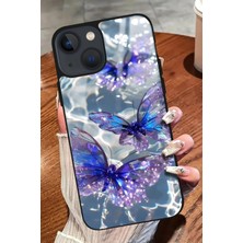 Snacase  Apple iPhone 15 Uyumlu Mor Kelebek Tasarımlı Parlak Silikon Kılıf