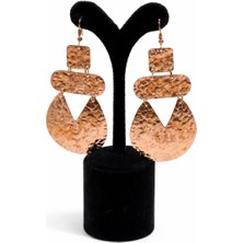 Pangu Bakır Çekiç Dokulu Geometrik Sallantılı Küpe