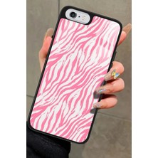 Snacase Apple iPhone 6s Plus Uyumlu Pembe Zebra Tasarımlı Parlak Silikon Kılıf