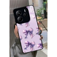 Snacase  Xiaomi Redmi Note 14 Uyumlu Mor Kurdele Tasarımlı Parlak Silikon Kılıf