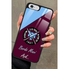 Snacase Apple iPhone 6s Plus Uyumlu Bordo Mavi Aşk Yazılı Parlak Silikon Kılıf