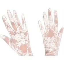 Akinco Dantelli Gelin Eldiveni - Beyaz Kısa