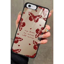 Snacase Apple iPhone 6 Plus Uyumlu Kırmızı Kelebek Tasarımlı Parlak Silikon Kılıf