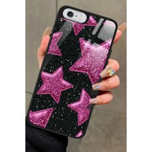 Snacase Apple iPhone 6 Plus Uyumlu Pembe Yıldız Tasarımlı Parlak Silikon Kılıf