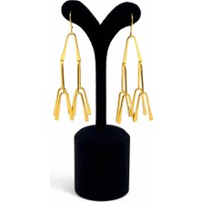 Pangu Lak Kaplama Geometrik Zincir Formlu Sallantılı Küpe