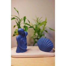 Bernami Mevlüt Pinterest Sarılan Çift ve Midye Detaylı Sunum Tabağı Içinde %100 Soya Wax Dekoratif Hediyelik 3'lü Mum Seti