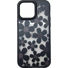 Akinco Iphone 16 Çiçekli Kılıf Bağlama Aparatlı Siyah