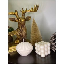 Bernami Mevlüt Pinterest 2'li Dekoratif Mum Seti Beyaz Renk Istiridye ve Bubble Set