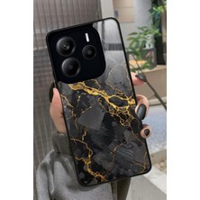 Snacase  Xiaomi Redmi Note 14 Uyumlu Siyah Mermer Tasarımlı Parlak Silikon Kılıf