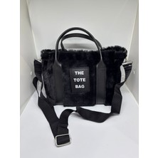 Livayss Çanta Paris Peluş ve Kürklü Siyah Kadın El ve Omuz Çantası