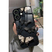 Snacase Apple iPhone 17 Uyumlu Siyah Kelebek Tasarımlı Parlak Silikon Kılıf