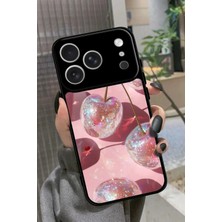Snacase Apple iPhone 17 Pro Uyumlu Simli Kiraz Tasarımlı Parlak Silikon Kılıf