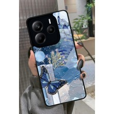 Snacase  Xiaomi Redmi Note 14 Uyumlu Mavi Kelebek Tasarımlı Glossy Silikon Kılıf
