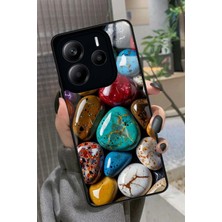Snacase  Xiaomi Redmi Note 14 Uyumlu Renkli Taş Tasarımlı Parlak Silikon Kılıf