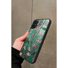 Snacase Apple iPhone 16 Plus Uyumlu Van Gogh Yeşil Ağaç Tablo Tasarımlı Parlak Silikon Kılıf