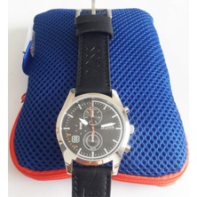 Özgürce Mavi Makyaj Çantalı Seyahat Seti ve Deri Kordonlu Kol Saati Hediye